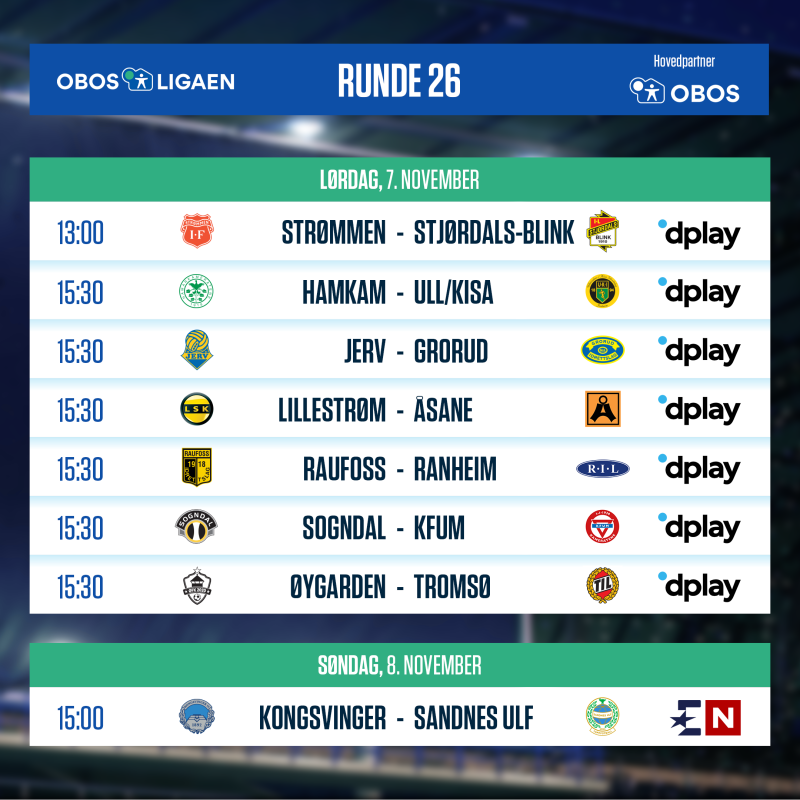 Runde 19-30 Er Berammet / OBOS-ligaen